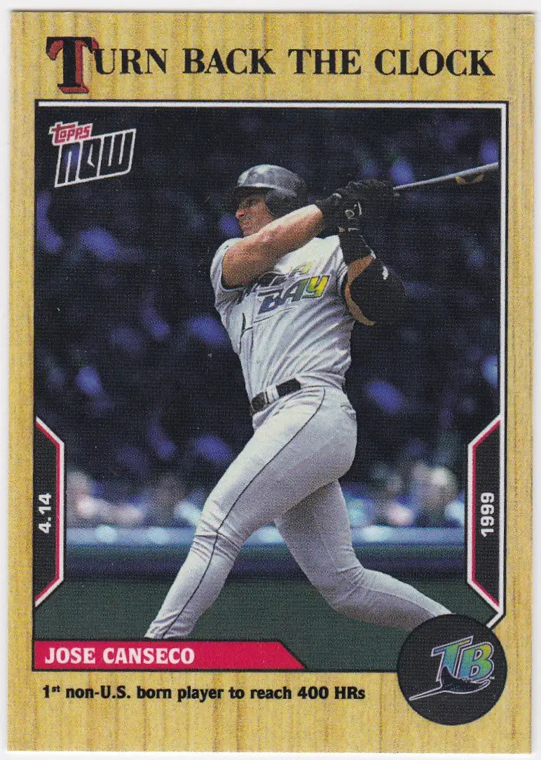 Baseball card featuring Jose Canseco from 2022 TURN BACK THE CLOCK Tampa Bay Devil Rays