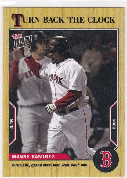 Baseball trading card featuring Manny Ramirez from the Boston Red Sox 2022 TURN BACK THE CLOCK series