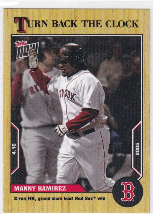 Baseball trading card featuring Manny Ramirez from the Boston Red Sox 2022 TURN BACK THE CLOCK series