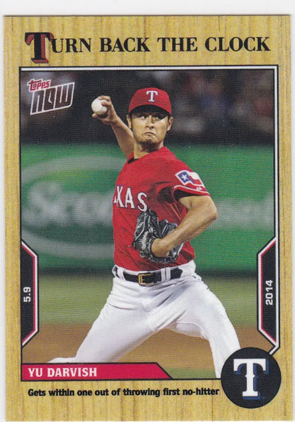 Baseball trading card featuring Yu Darvish of the Texas Rangers from 2022 TURN BACK THE CLOCK series