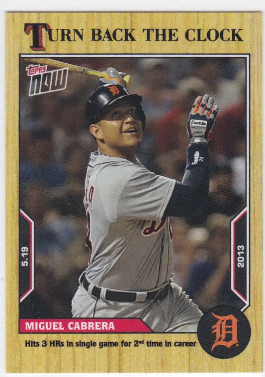 Baseball trading card featuring Miguel Cabrera- Detroit Tigers from 2022 Turn Back the Clock series