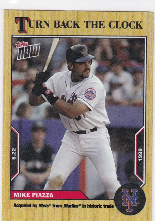 Topps Now baseball trading card of Mike Piazza in New York Mets uniform