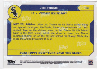 Yellow and blue Jim Thome Chicago White Sox baseball card in 2022 TURN BACK THE CLOCK set