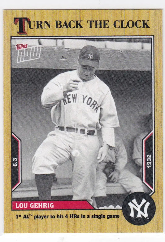 Collectible baseball card of Lou Gehrig from 2022 TURN BACK THE CLOCK #65 featuring New York Yankees