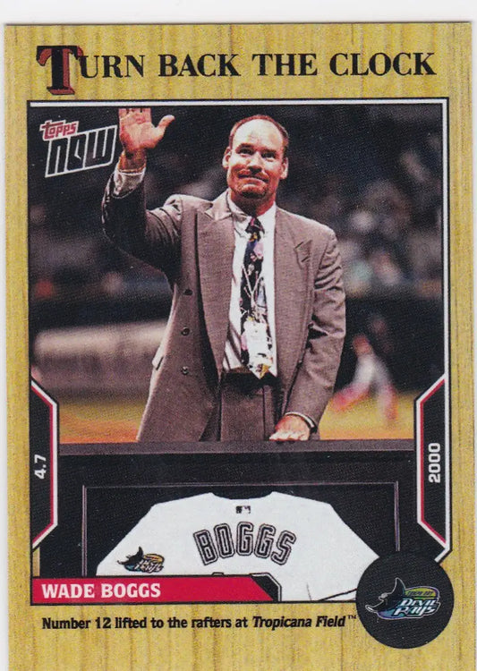Baseball card featuring Wade Boggs and his retired Tampa Bay Devil Rays jersey