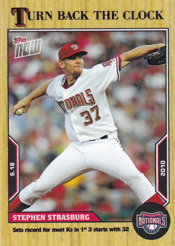 Baseball trading card featuring Stephen Strasburg Washington Nationals 2022 Turn Back the Clock