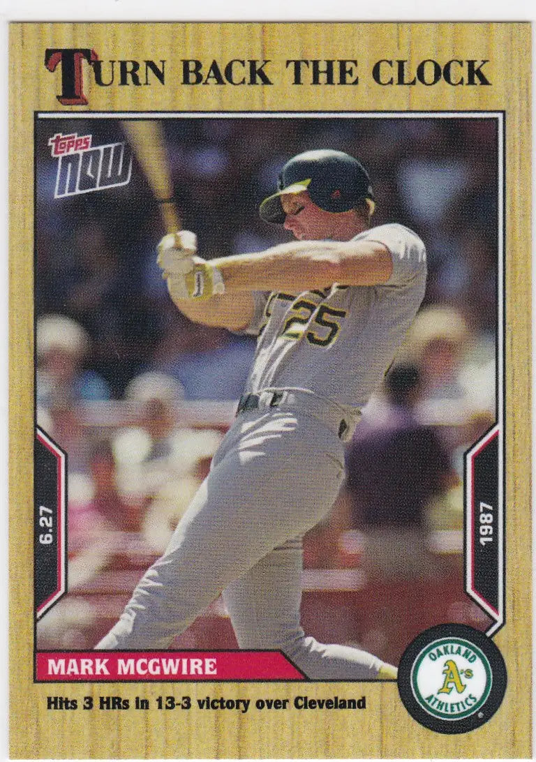1987 Mark McGwire baseball card featuring Oakland Athletics from 2022 TURN BACK THE CLOCK #89