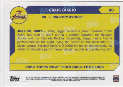 Baseball trading card of Craig Biggio Houston Astros 2022 TURN BACK THE CLOCK #90