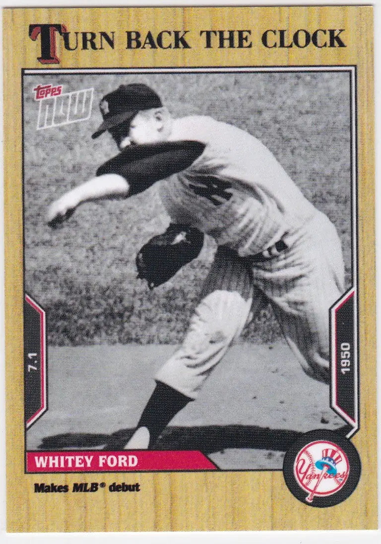 Vintage Whitey Ford baseball card from 2022 TURN BACK THE CLOCK series featuring New York Yankees