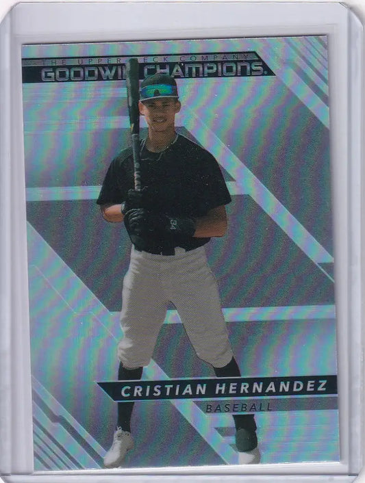 Baseball trading card of Cristian Hernandez in batting stance from Upper Deck Goodwin Platinum P26
