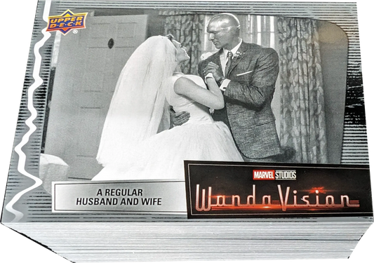 Black and white wedding trading card from 2022 Upper Deck Marvel WandaVision base set