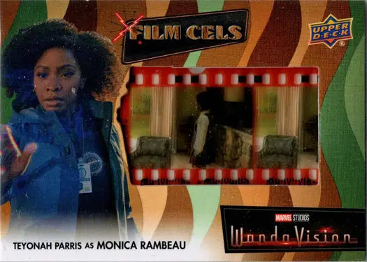 Film cell trading card from WandaVision featuring Teyonah Parris in blue outfit