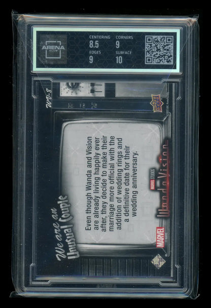 Graded collectible card in protective slab from 2022 Upper Deck WandaVision Arena Club