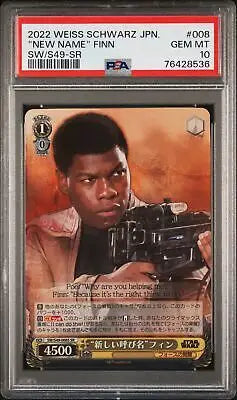 Graded New Name Finn trading card from 2022 Weiss Schwarz Japanese SW S49-SR PSA 10