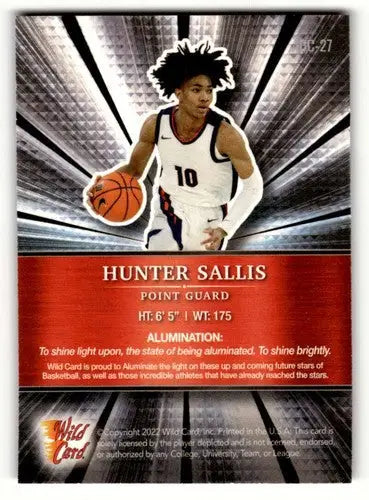 2022 Wild Card Alumination #ABC-27 Hunter Sallis Basketball Cards N ID:62444 - Trading Cards