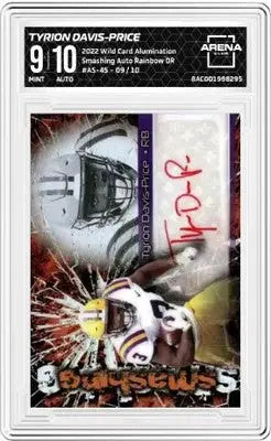 Graded Tyrion Davis-Price football card from 2022 Wild Card Alumination series