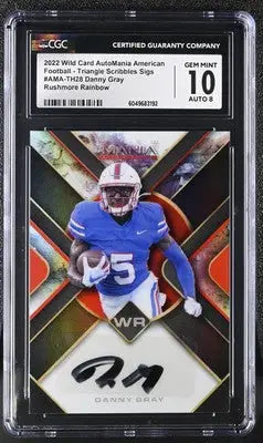 Graded Danny Gray football card from 2022 Wild Card AutoMania American collection