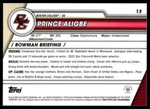 2023-24 Bowman University Chrome #13 Prince Aligbe NM-MT ID:67384 - Trading Cards
