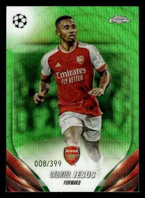 Gabriel Jesus Chrome UEFA Club Neon Green Wave Refractor trading card 2023-24