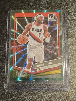 Jerami Grant basketball card featuring Green Laser design from 2023-24 Donruss series