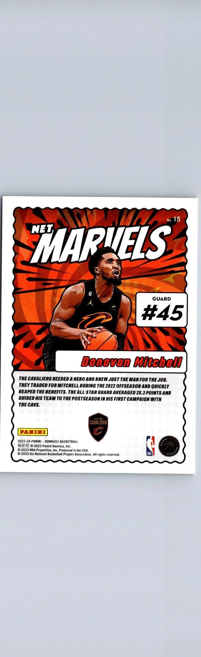 Donovan Mitchell basketball card from 2023-24 Donruss Net Marvels collection
