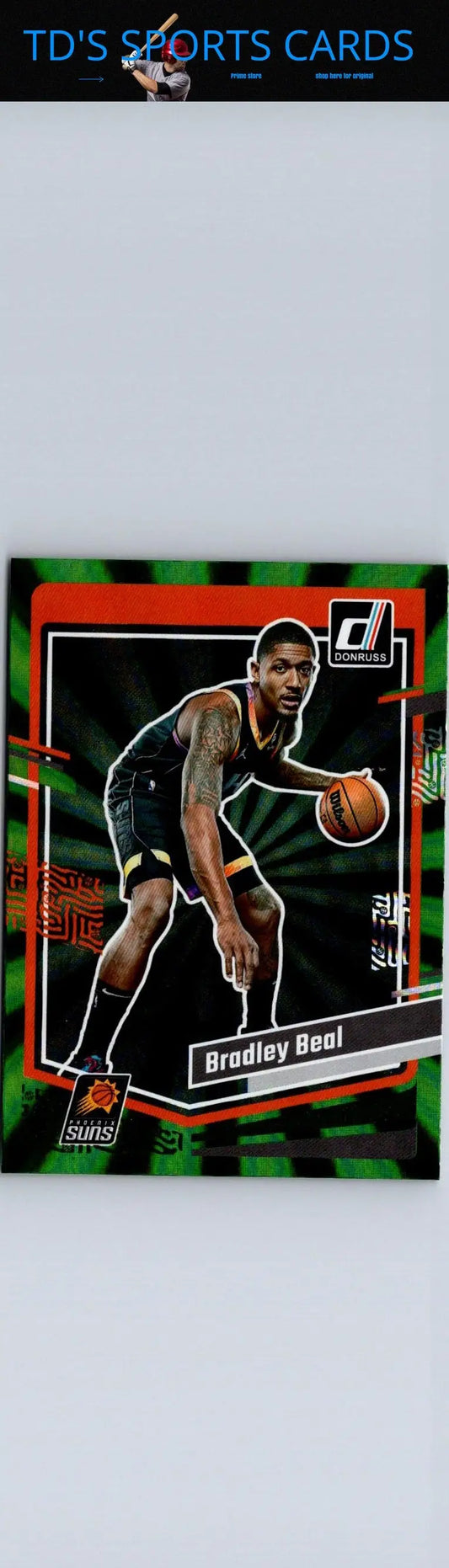 Bradley Beal basketball card from 2023-24 Donruss with green laser holo design