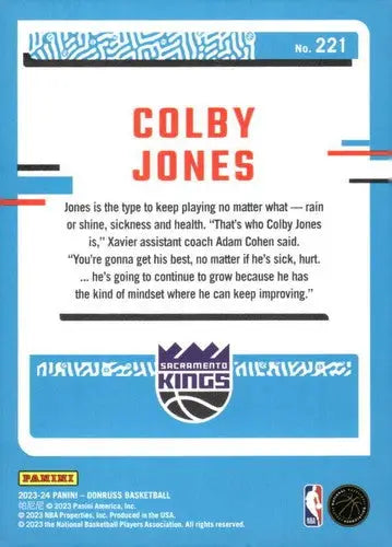 Original gloss Colby Jones rated rookie basketball card from 2023-24 Donruss series
