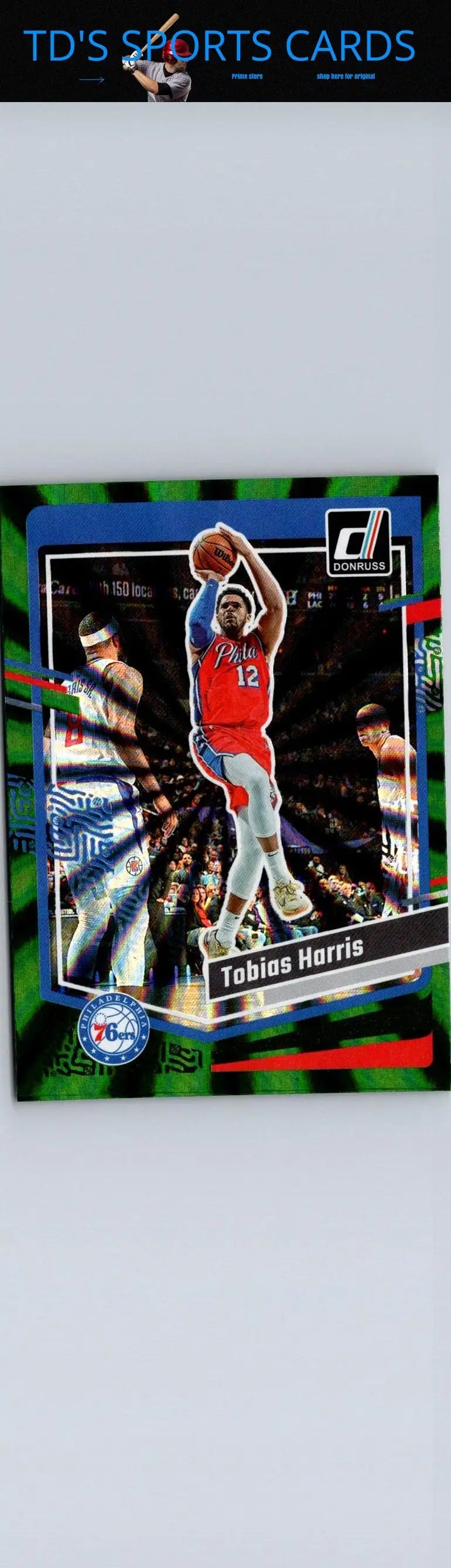 Tobias Harris Green Laser Holo basketball card from 2023-24 Donruss collection