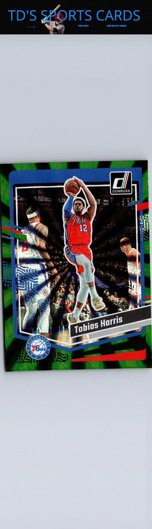 Tobias Harris Green Laser Holo basketball card from 2023-24 Donruss collection