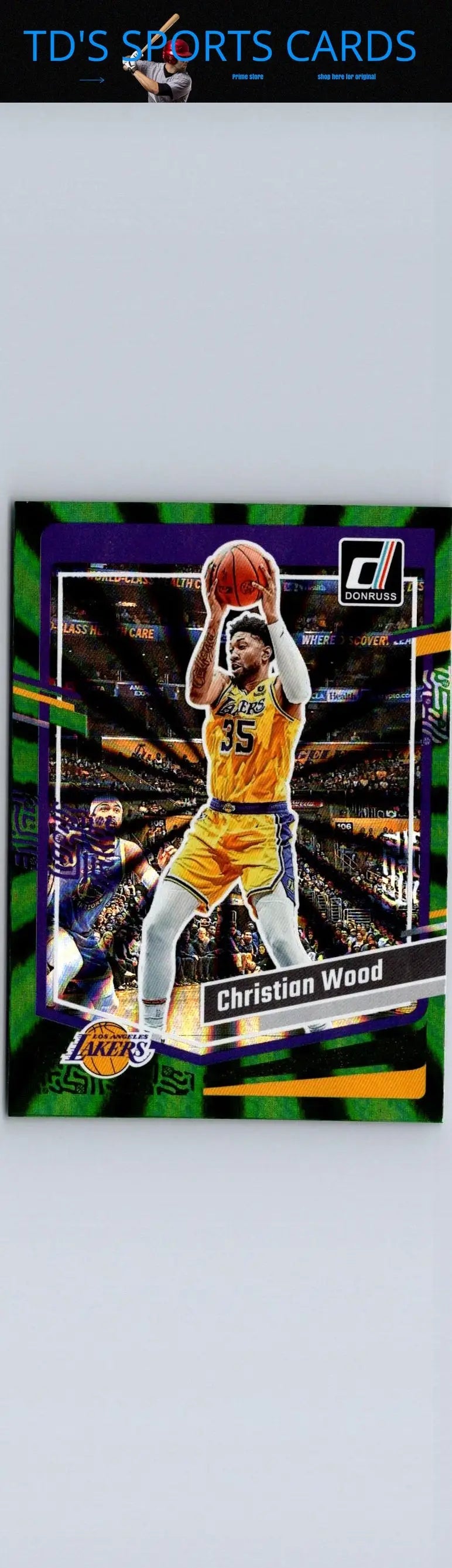 Christian Wood Green Laser Holo basketball card from 2023-24 Donruss series