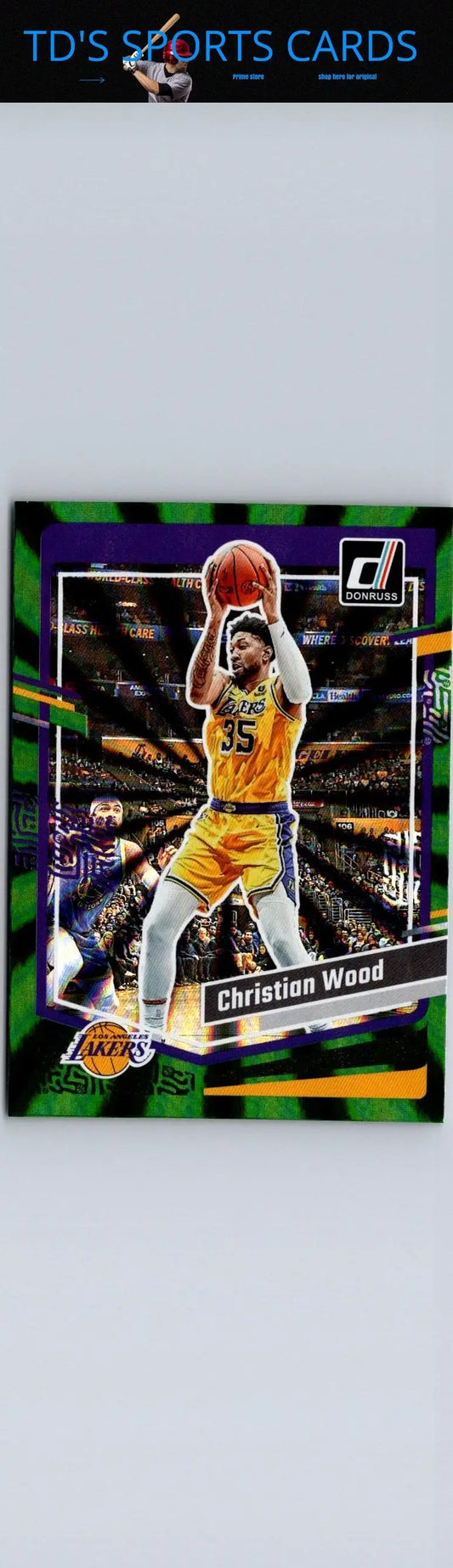Christian Wood Green Laser Holo basketball card from 2023-24 Donruss series