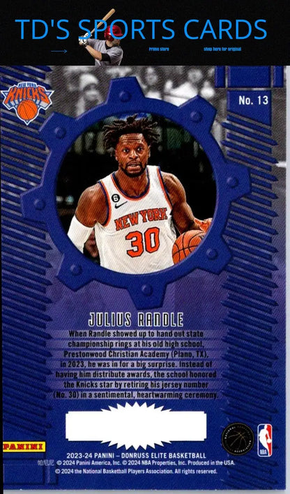 Basketball card of Julius Randle from 2023-24 Donruss Elite Craftsmen series
