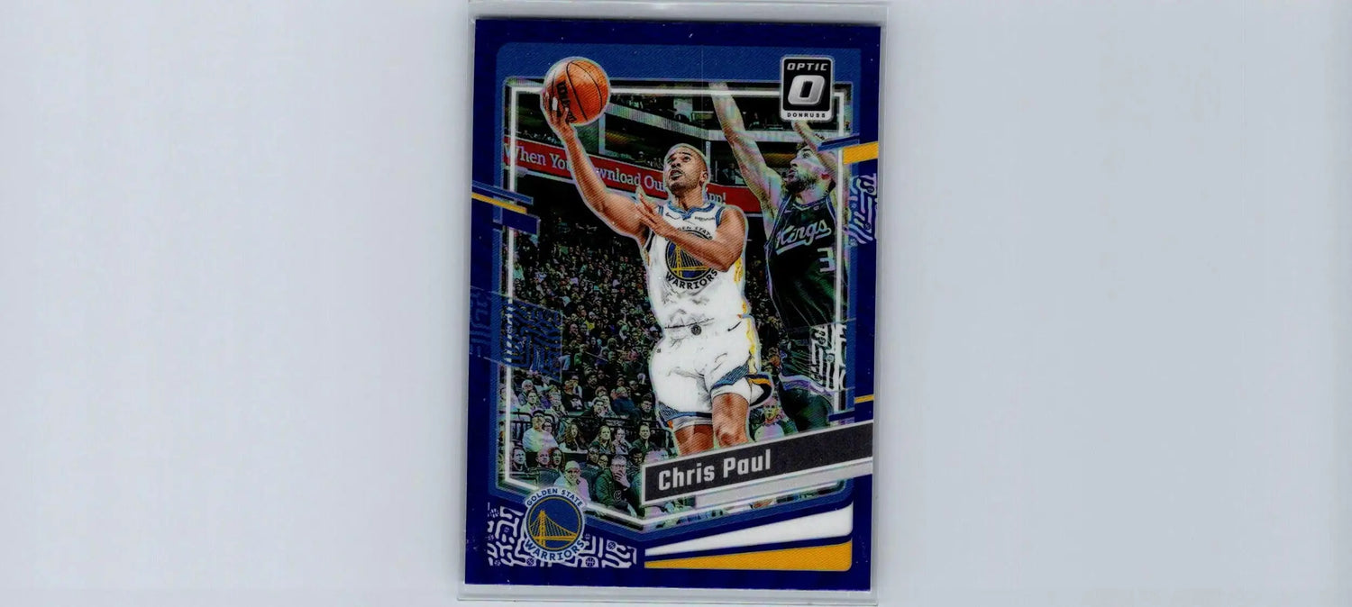 Chris Paul basketball card in protective sleeve from 2023-24 Donruss Optic Paul Purple series