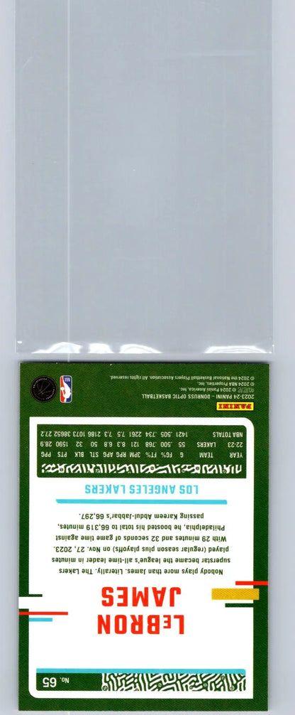 Basketball trading card of LeBron James from 2023-24 Donruss Optic series