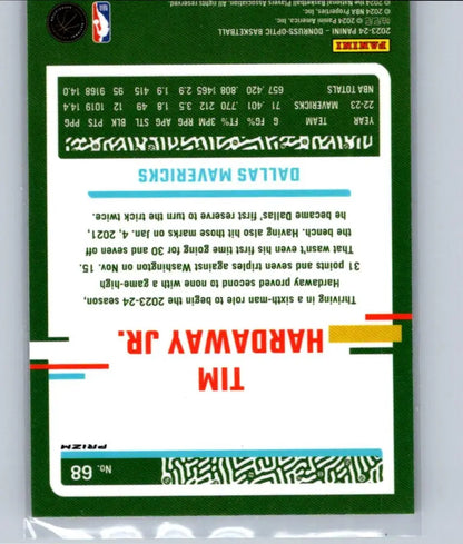 Green and white Tim Hardaway Jr. Donruss Optic trading card for Dallas Mavericks