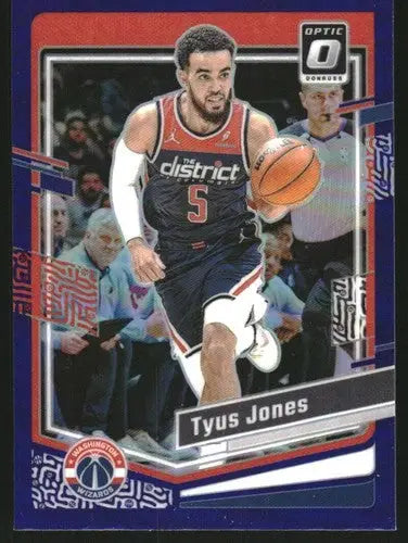 Tyus Jones basketball card from 2023-24 Donruss Optic Purple set with original gloss