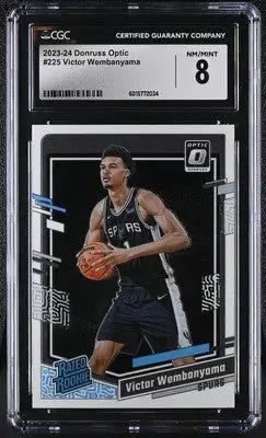 Graded 2023-24 Donruss Optic Victor Wembanyama basketball card CGC 8