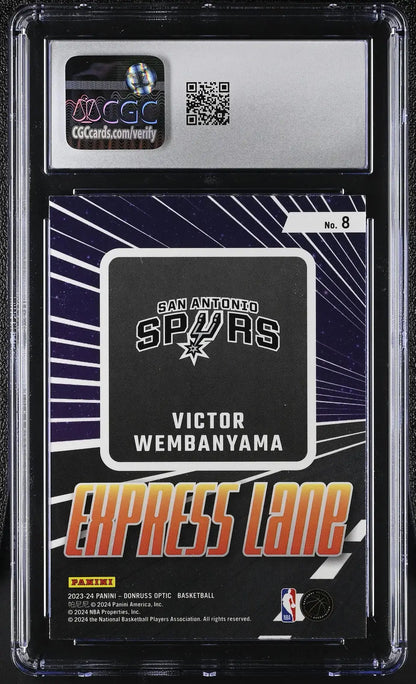 Graded Donruss Optic Victor Wembanyama basketball card displaying rarity and condition