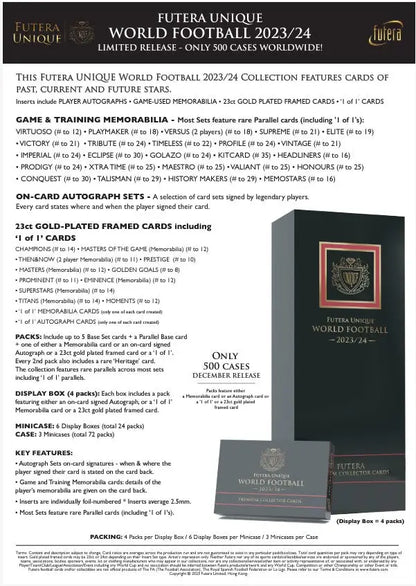 2023-24 Futera Unique World Football soccer premium collector gold-plated cards with autographs