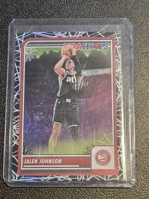 Jalen Johnson basketball card from 2023-24 Hoops Haunted Hoops with holo web design