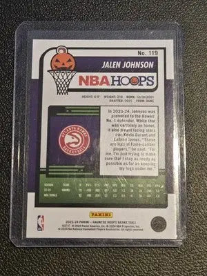 Jalen Johnson basketball card from Hoops Haunted Hoops 2023-24 with Jalen Johnson Holo Webs