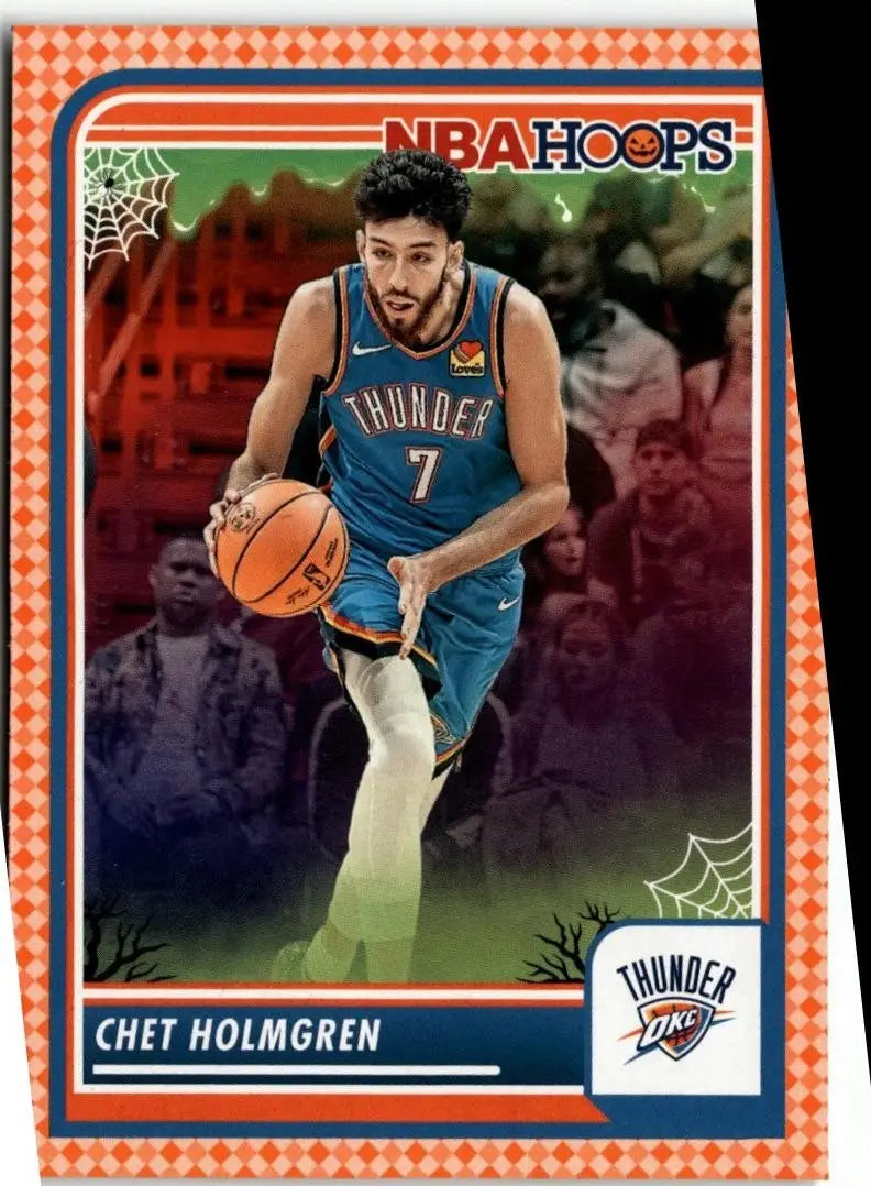 Chet Holmgren basketball card from 2023-24 Hoops Haunted Hoops Orange series