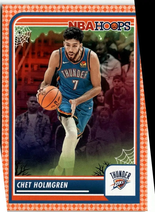Chet Holmgren basketball card from 2023-24 Hoops Haunted Hoops Orange series