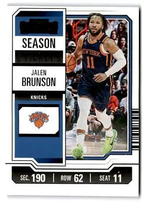 Jalen Brunson Season Ticket card from 2023-24 Panini Contenders #59 basketball collection