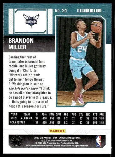 2023-24 Panini Contenders Season Ticket Retail #24 Brandon Miller NM-MT ID:74200 - Trading Cards