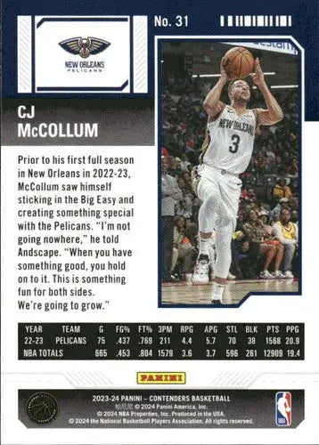 2023-24 Panini Contenders Season Ticket Retail #31 CJ McCollum NM-MT Pe ID:74205 - Trading Cards