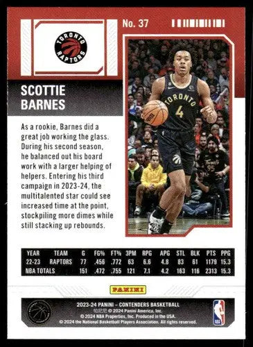 2023-24 Panini Contenders Season Ticket Retail #37 Scottie Barnes NM-MT ID:74209 - Trading Cards