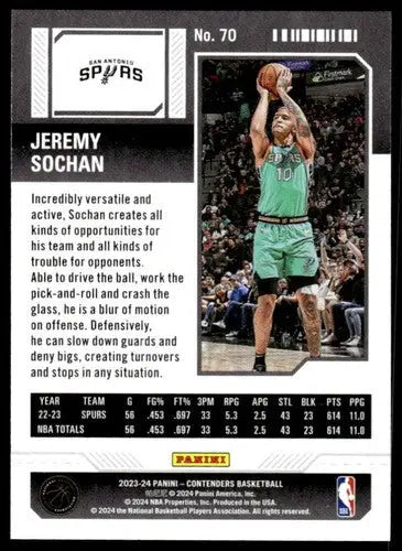 2023-24 Panini Contenders Season Ticket Retail #70 Jeremy Sochan NM-MT ID:74232 - Trading Cards