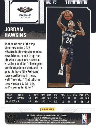 2023-24 Panini Contenders Season Ticket Retail #76 Jordan Hawkins NM-MT ID:74234 - Trading Cards