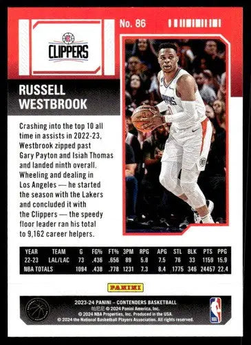 2023-24 Panini Contenders Season Ticket Retail #86 Russell Westbrook NM ID:74241 - Trading Cards
